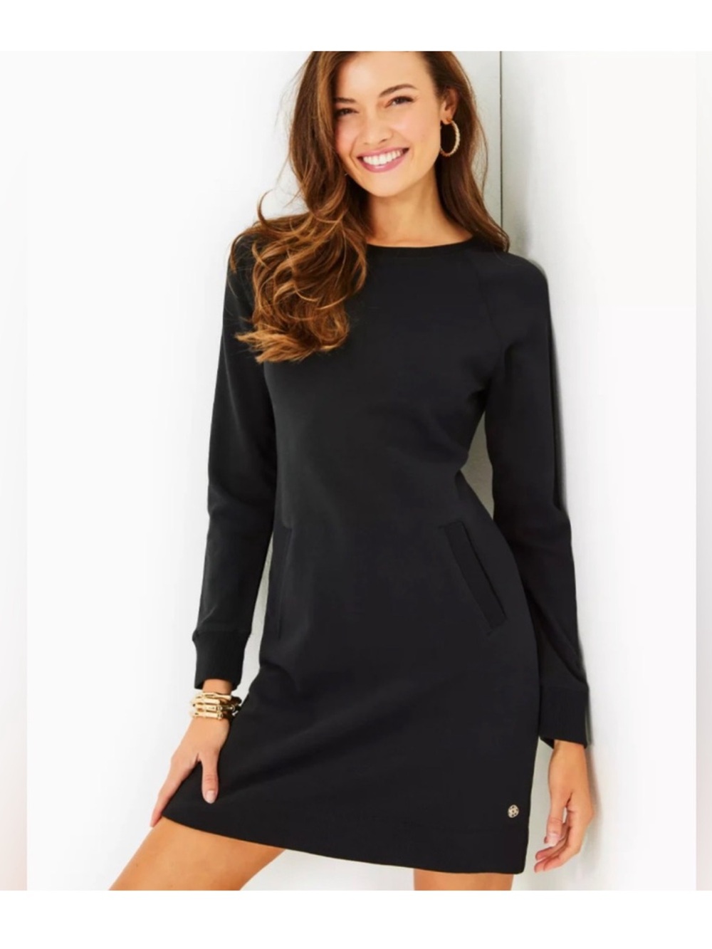 Lilly Pulitzer Black Long-Sleeve Beachcomber Shift Dress